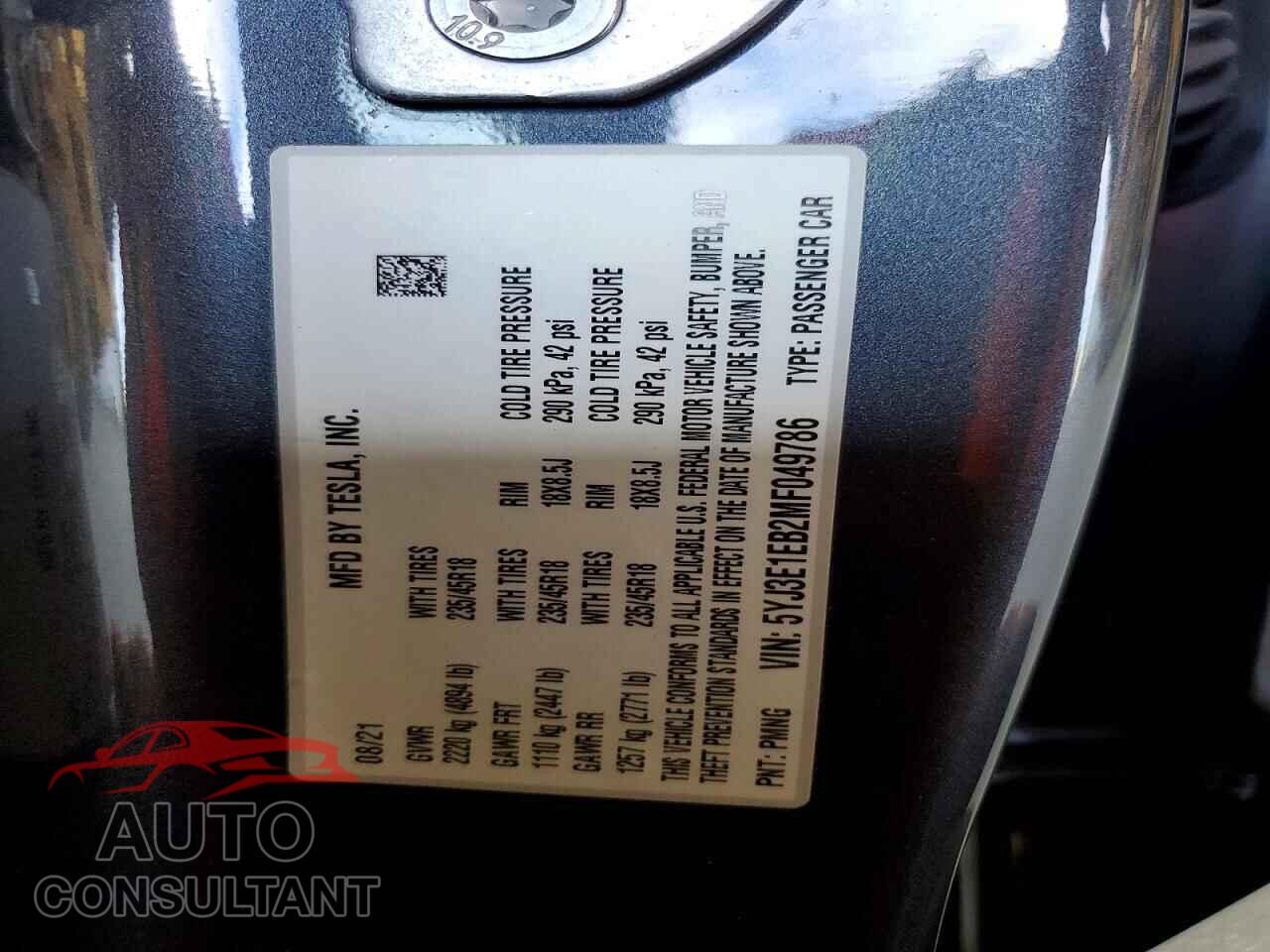 TESLA MODEL 3 2022 - 5YJ3E1EB2MF049786