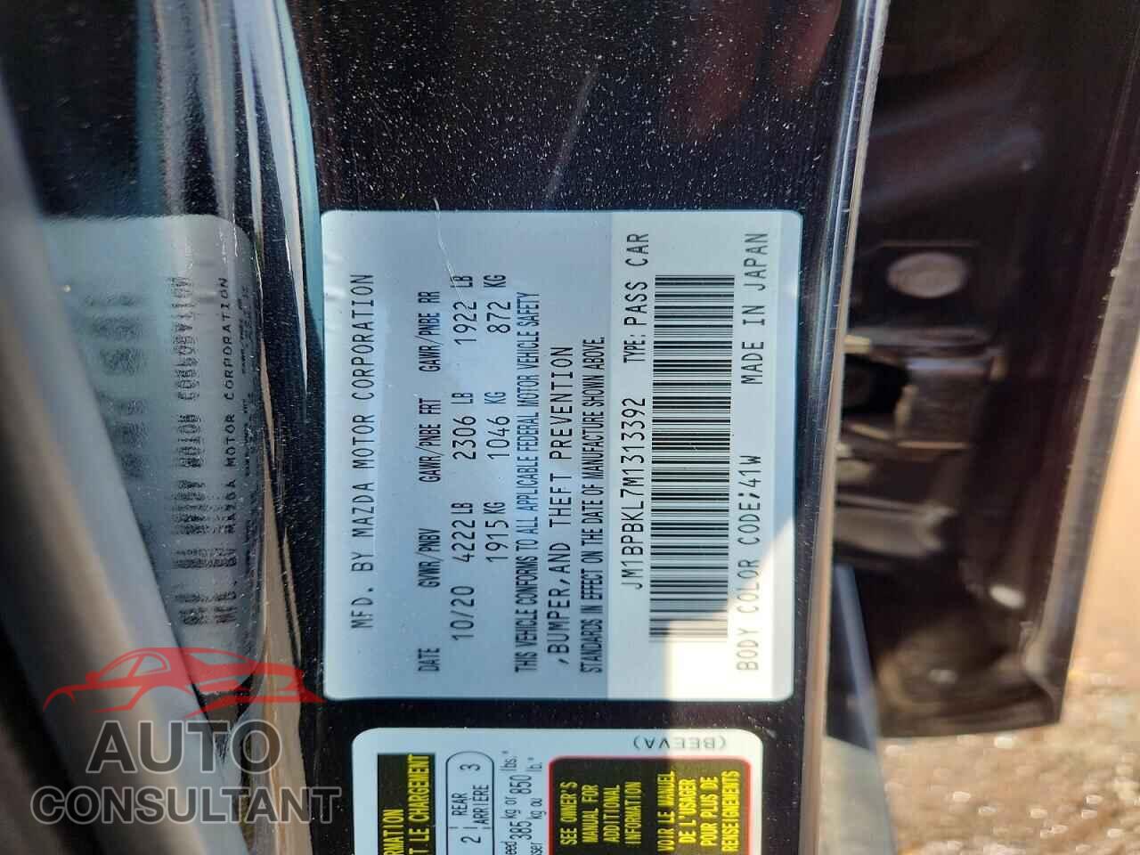 MAZDA 3 2021 - JM1BPBKL7M1313392