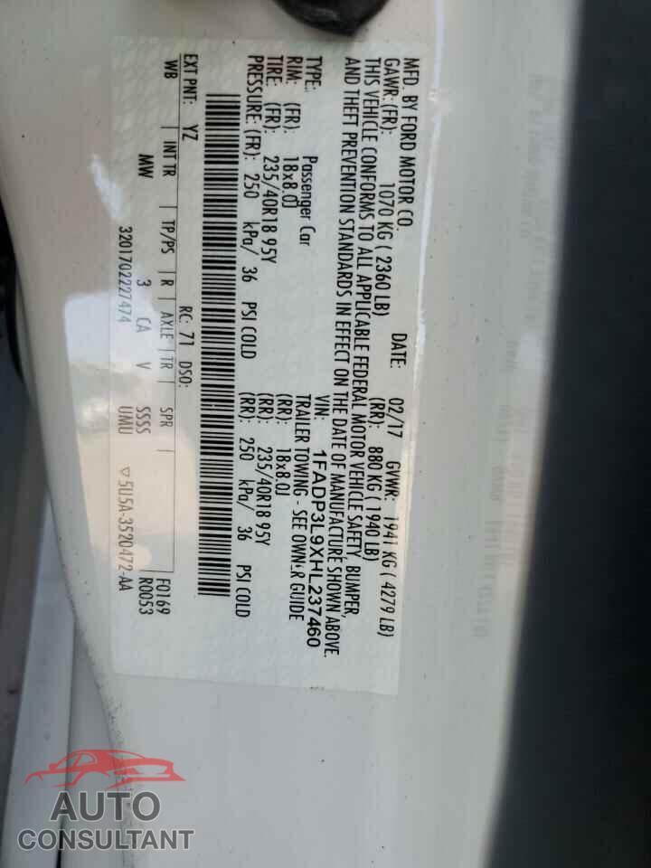 FORD FOCUS 2017 - 1FADP3L9XHL237460