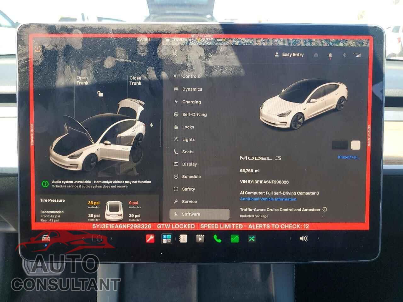 TESLA MODEL 3 2022 - 5YJ3E1EA6NF298326