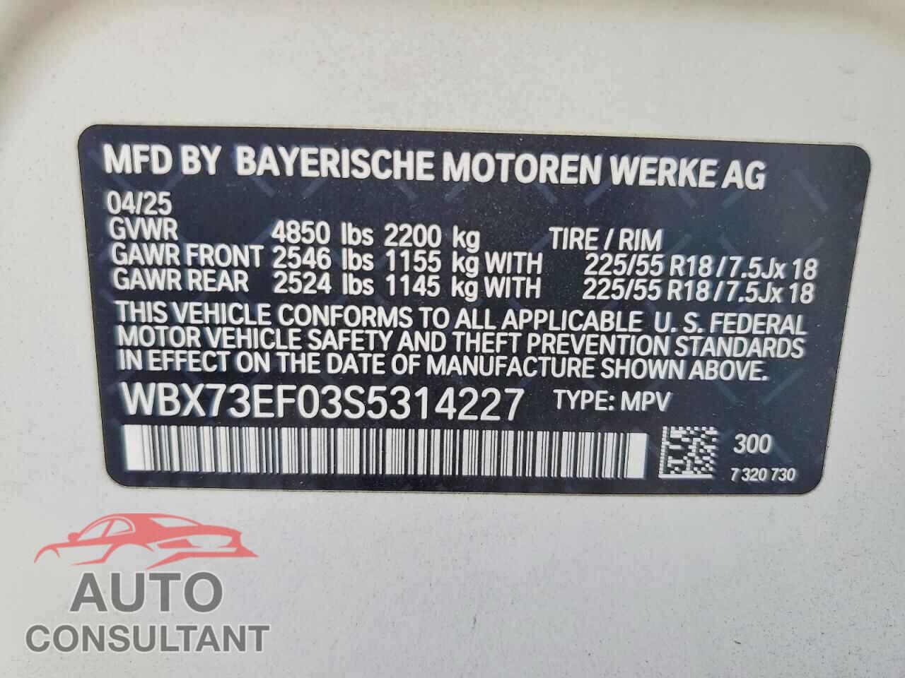 BMW X1 2025 - WBX73EF03S5314227