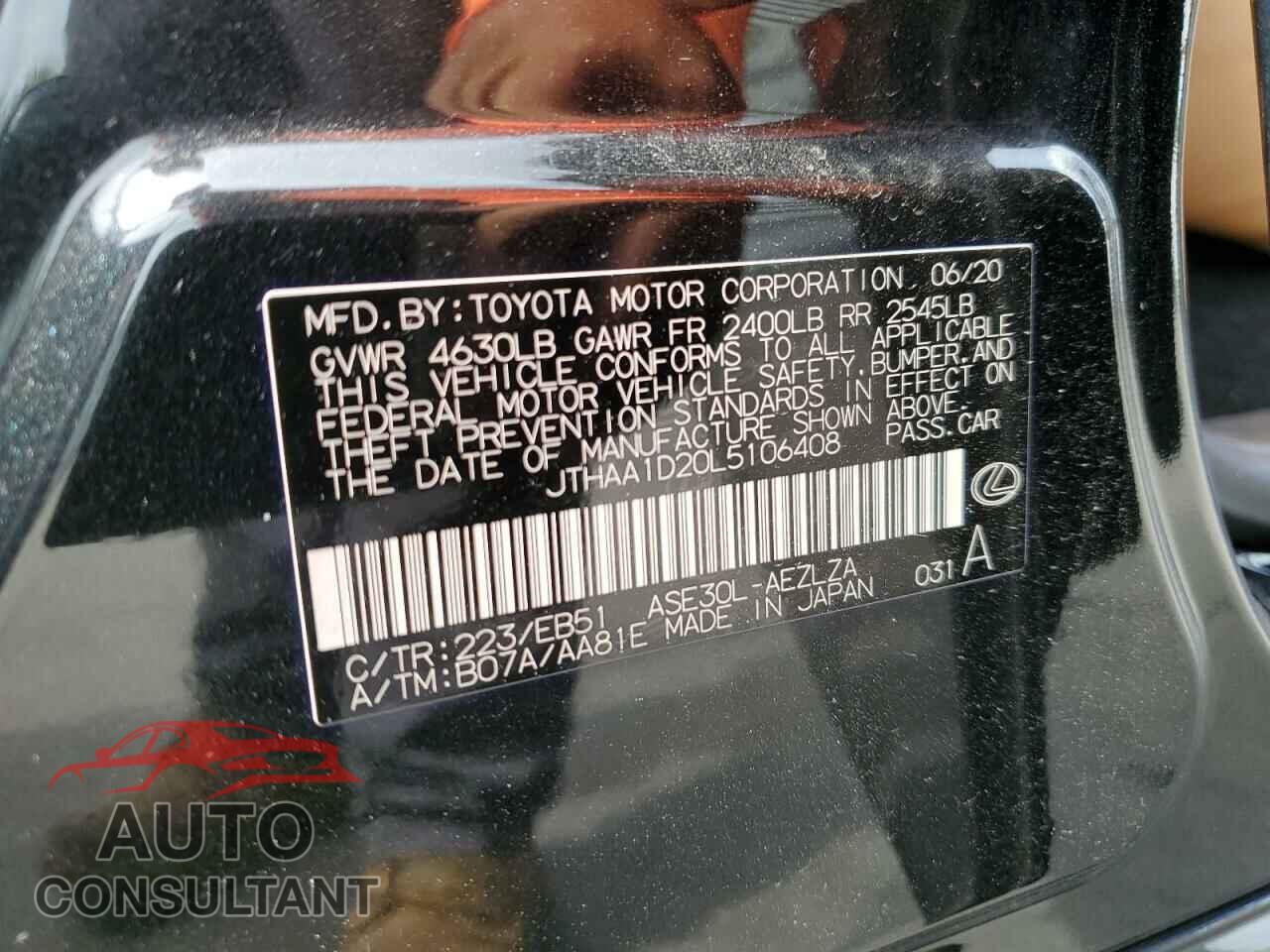 LEXUS IS 2020 - JTHAA1D20L5106408
