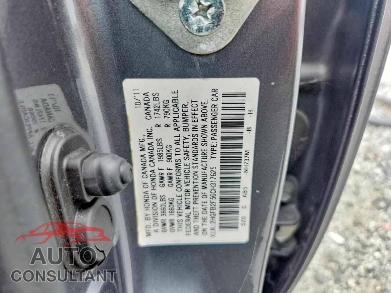 HONDA CIVIC 2012 - 2HGFB2F56CH317625