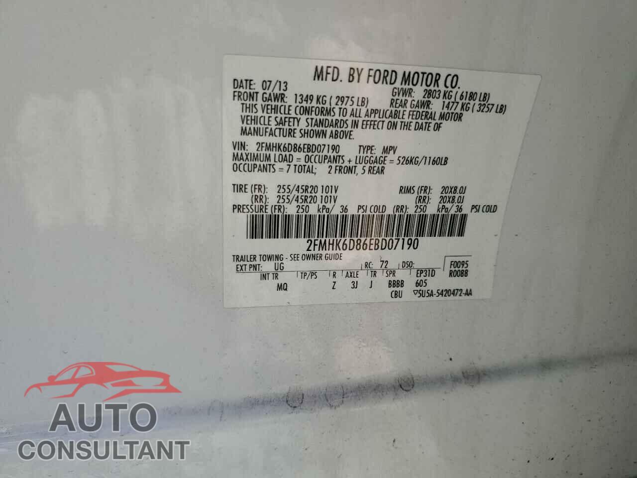 FORD FLEX 2014 - 2FMHK6D86EBD07190