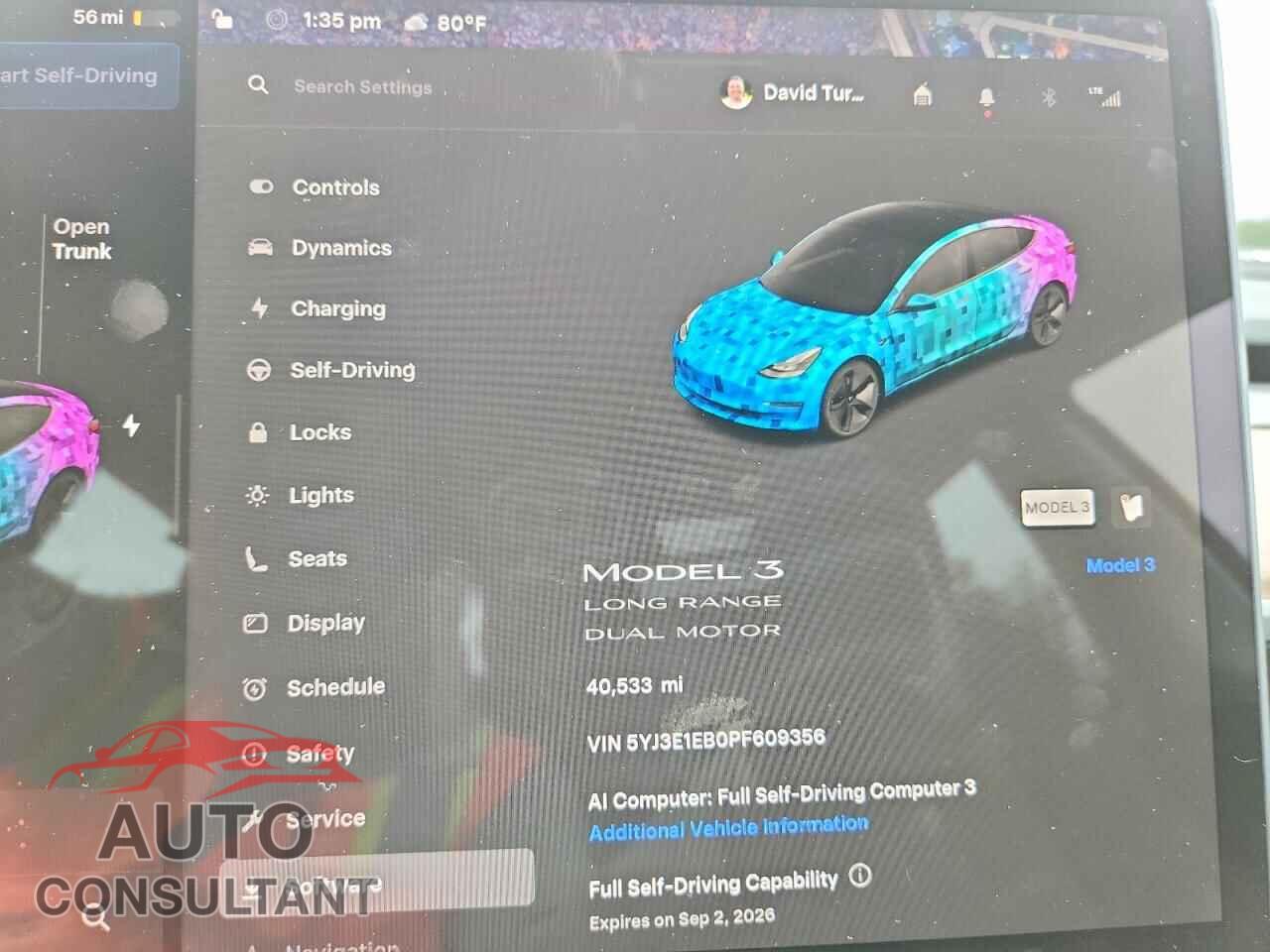 TESLA MODEL 3 2023 - 5YJ3E1EB0PF609356