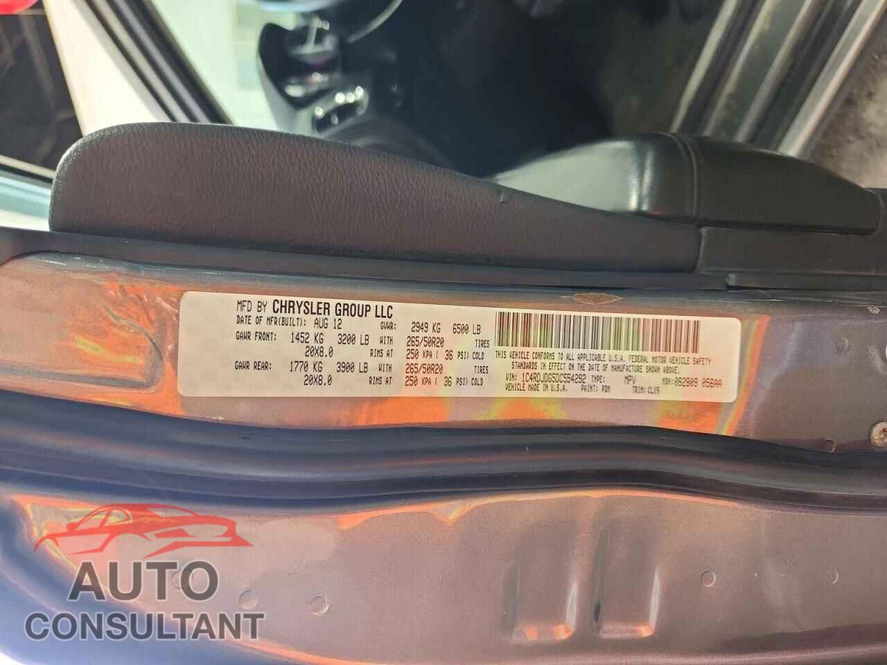 DODGE DURANGO 2013 - 1C4RDJDG5DC554292