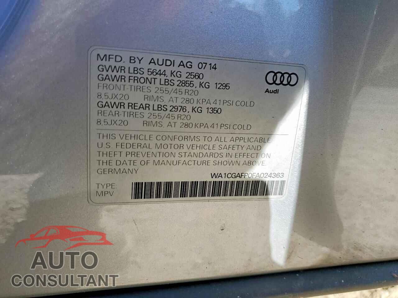 AUDI SQ5 2015 - WA1CGAFP0FA024363