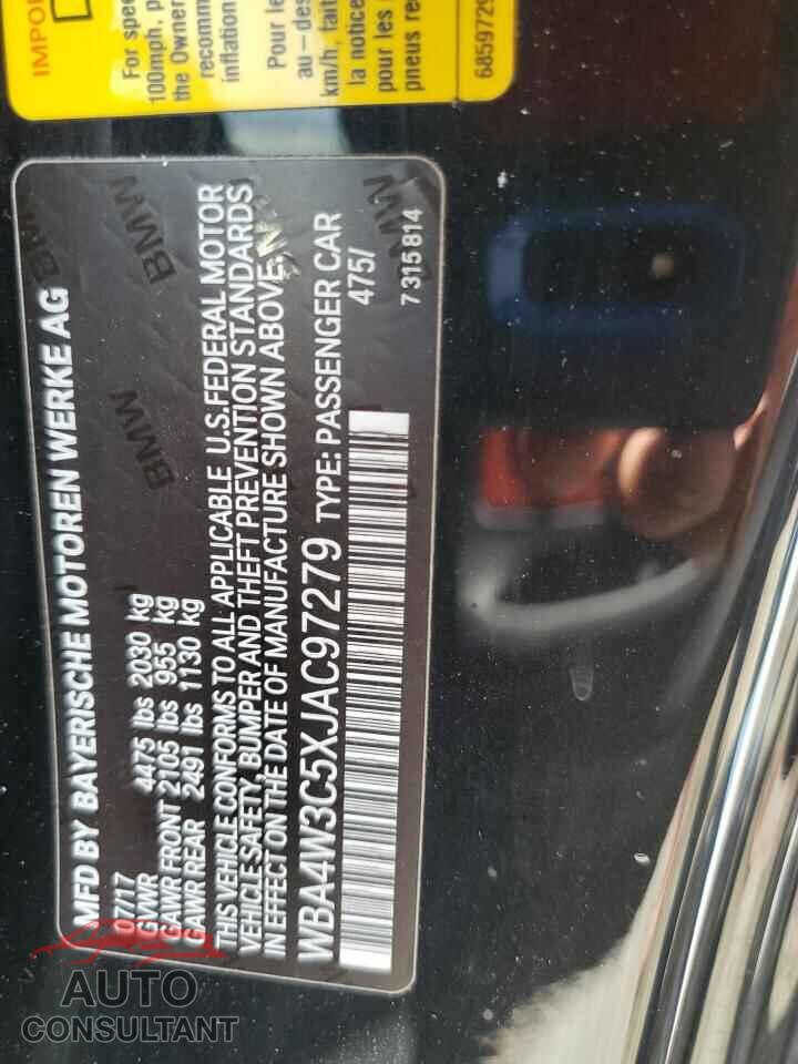 BMW 4 SERIES 2018 - WBA4W3C5XJAC97279