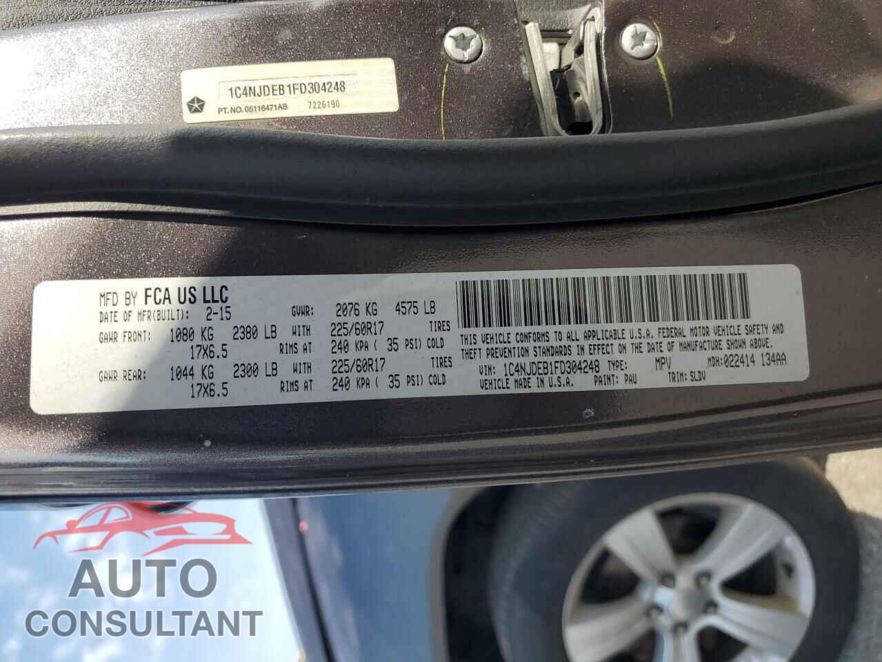 JEEP COMPASS 2015 - 1C4NJDEB1FD304248