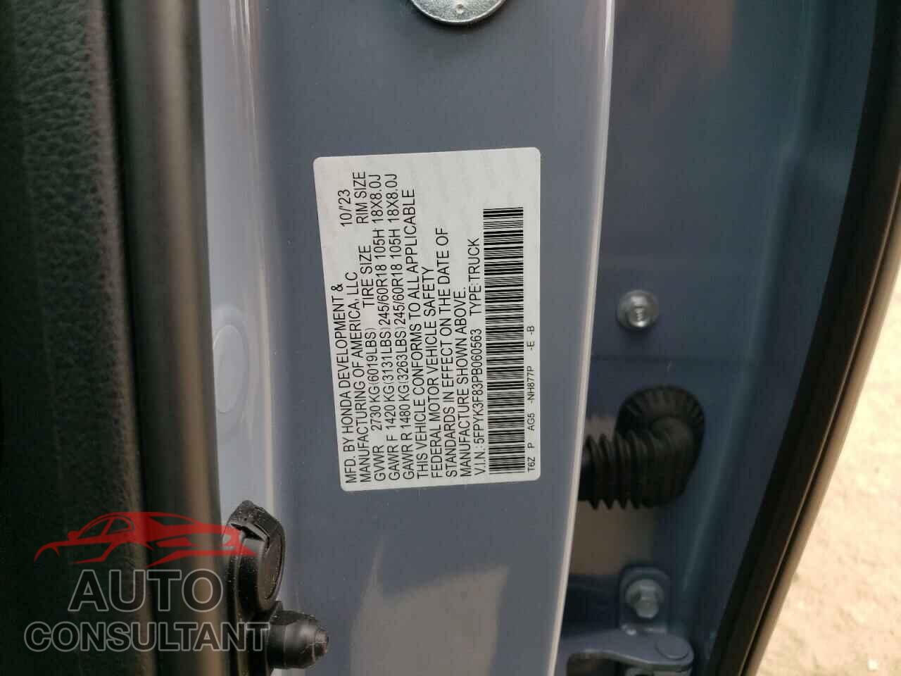 HONDA RIDGELINE 2023 - 5FPYK3F83PB060563