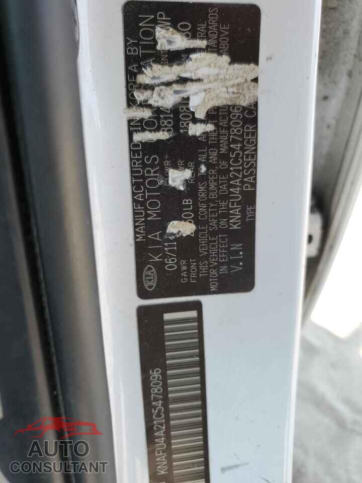 KIA FORTE 2012 - KNAFU4A21C5478096