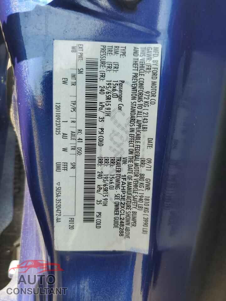 FORD FOCUS 2012 - 1FAHP3E2XCL248288