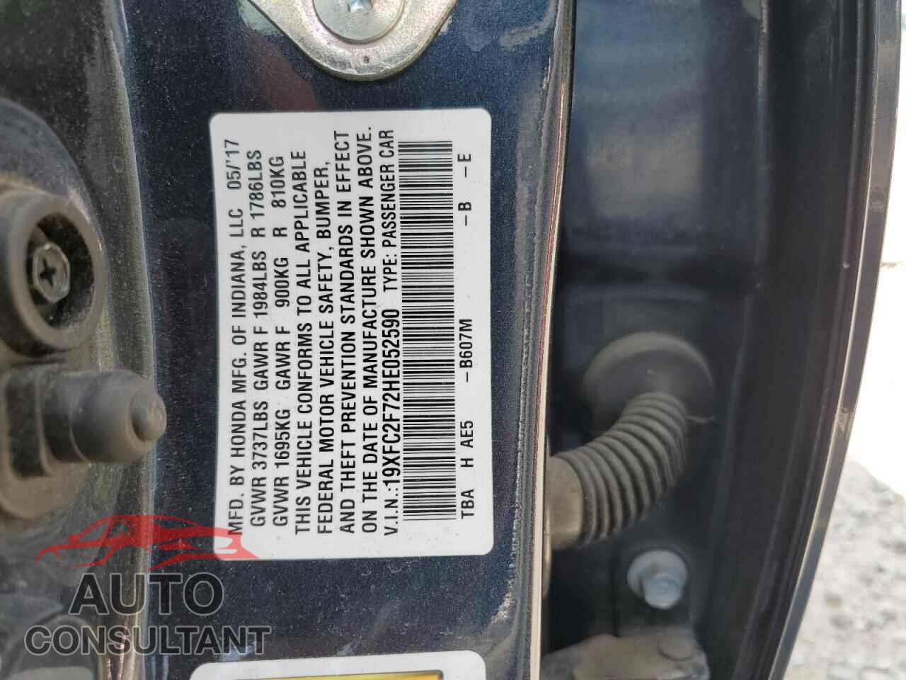HONDA CIVIC 2017 - 19XFC2F72HE052590