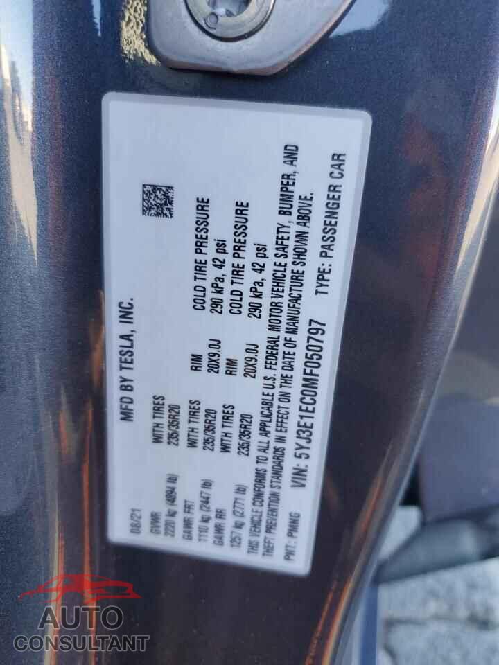 TESLA MODEL 3 2021 - 5YJ3E1EC0MF050797