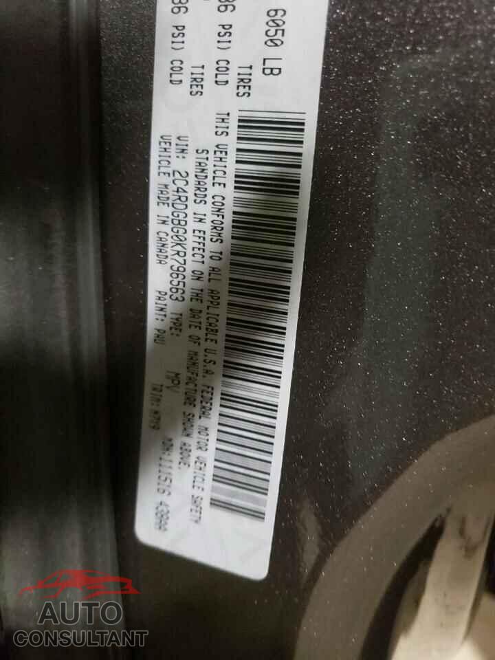 DODGE CARAVAN 2019 - 2C4RDGBG0KR796563