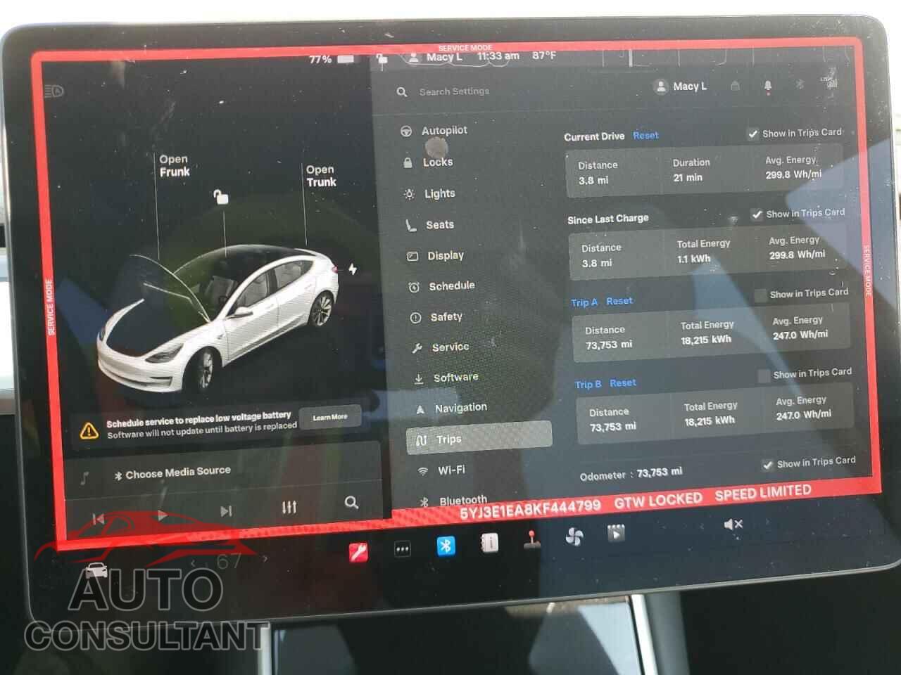 TESLA MODEL 3 2019 - 5YJ3E1EA8KF444799