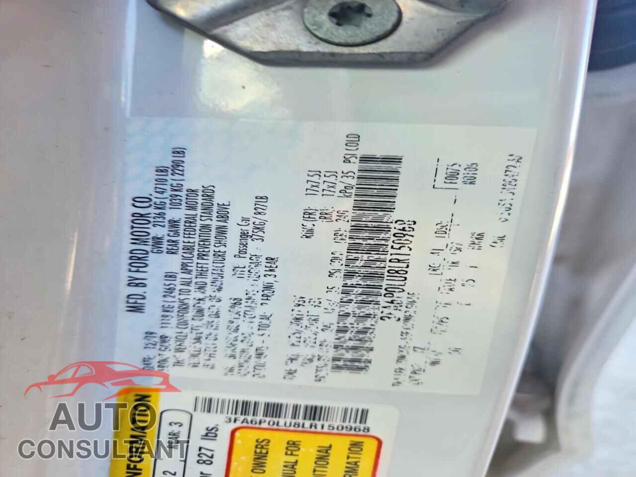 FORD FUSION 2020 - 3FA6P0LU8LR150968