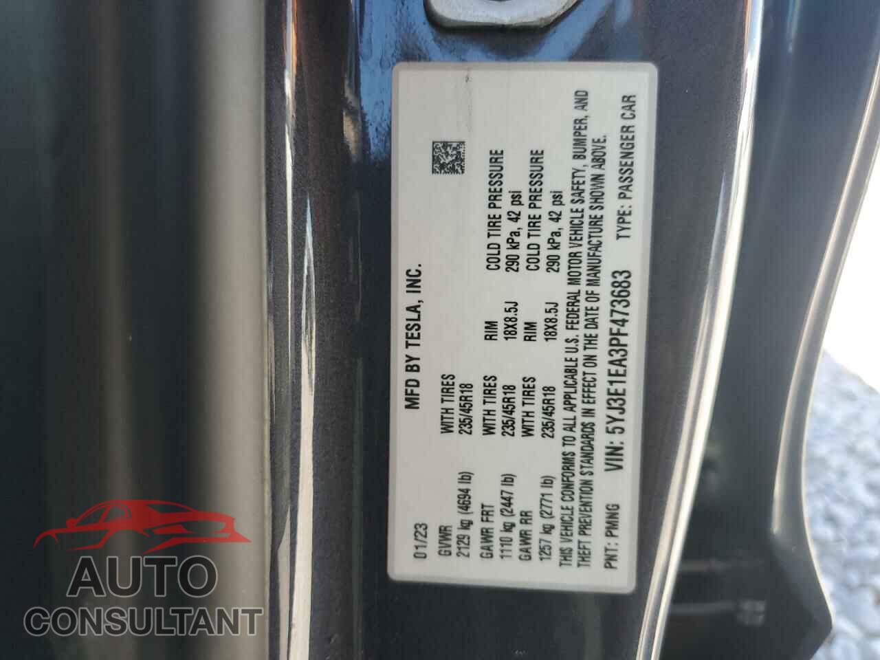 TESLA MODEL 3 2023 - 5YJ3E1EA3PF473683