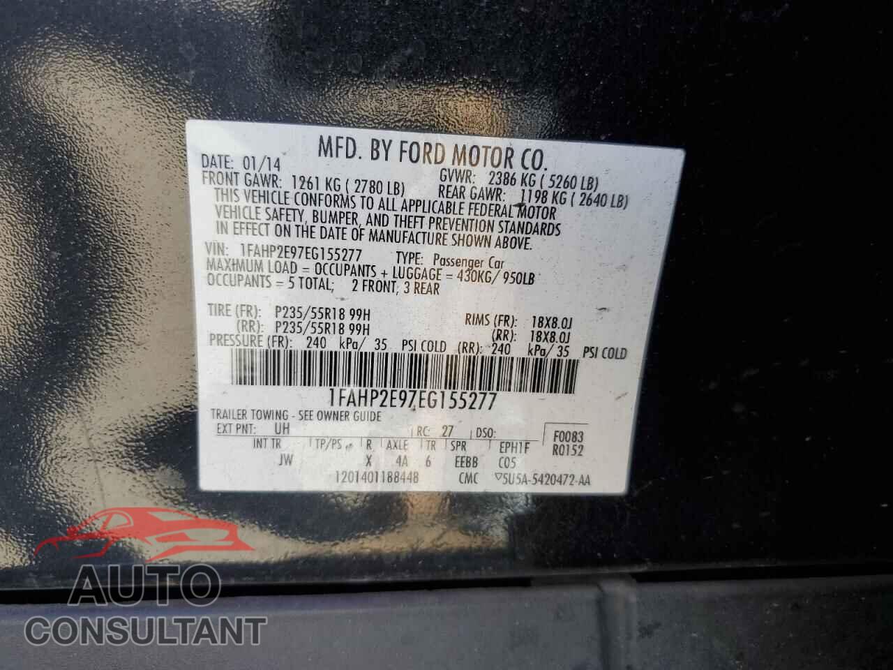 FORD TAURUS 2014 - 1FAHP2E97EG155277