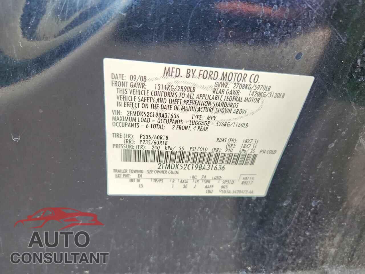 FORD FLEX 2009 - 2FMDK52C19BA31636