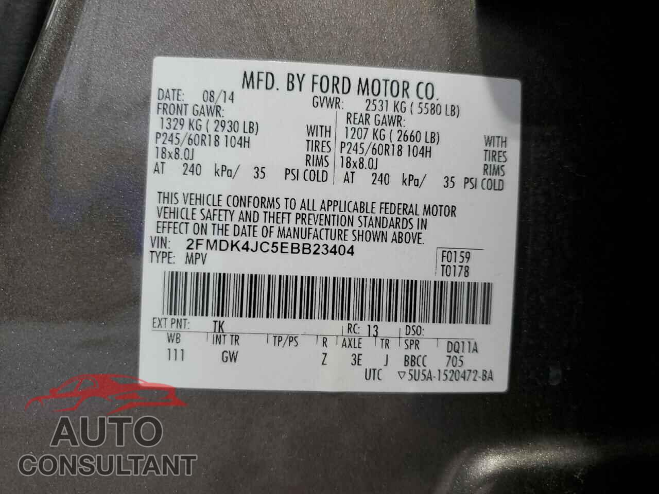 FORD EDGE 2014 - 2FMDK4JC5EBB23404