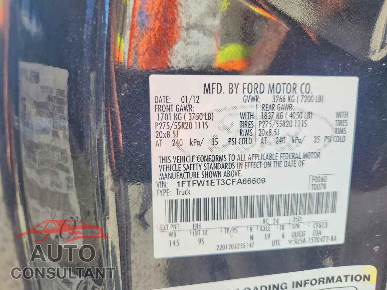 FORD F150 2012 - 1FTFW1ET3CFA66609