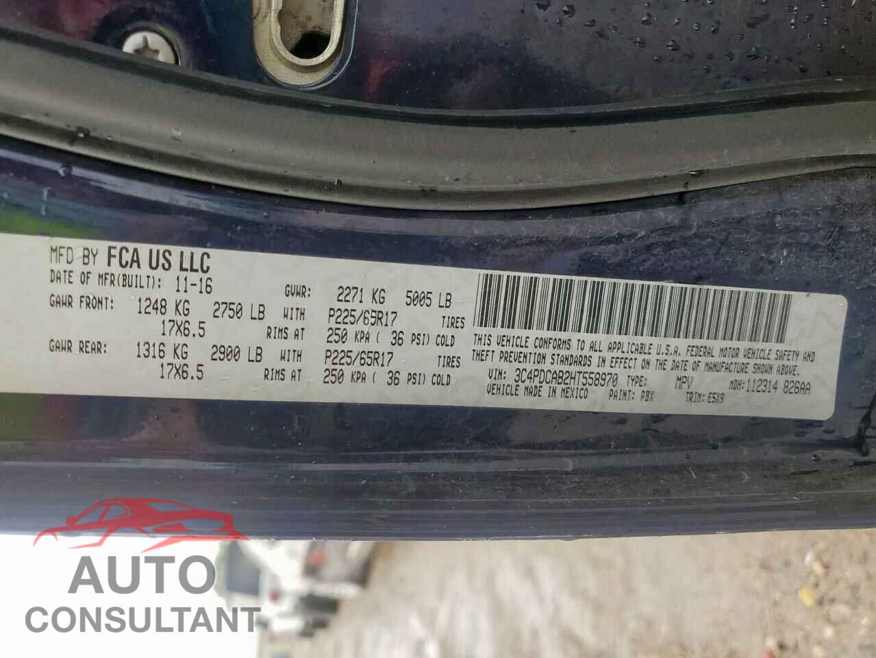 DODGE JOURNEY 2017 - 3C4PDCAB2HT558970