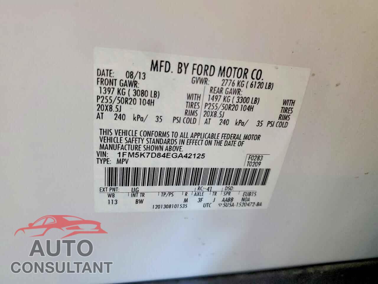 FORD EXPLORER 2014 - 1FM5K7D84EGA42125