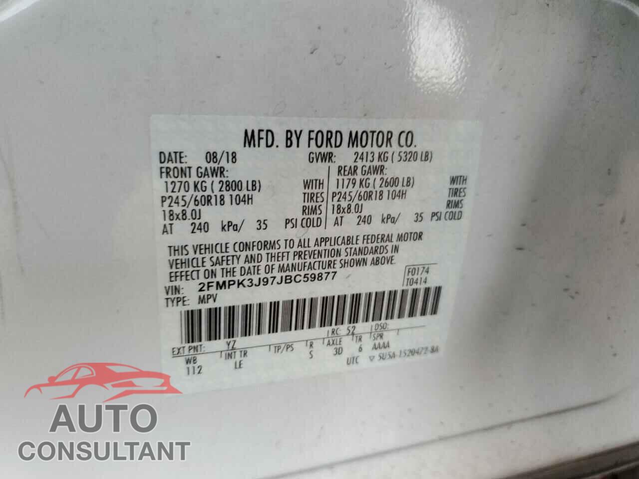 FORD EDGE 2018 - 2FMPK3J97JBC59877