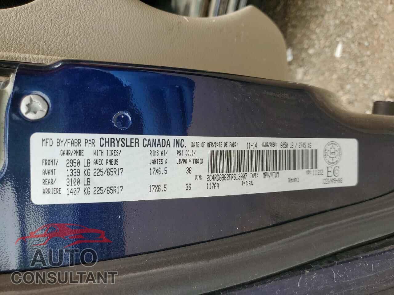 DODGE CARAVAN 2015 - 2C4RDGBG2FR613007