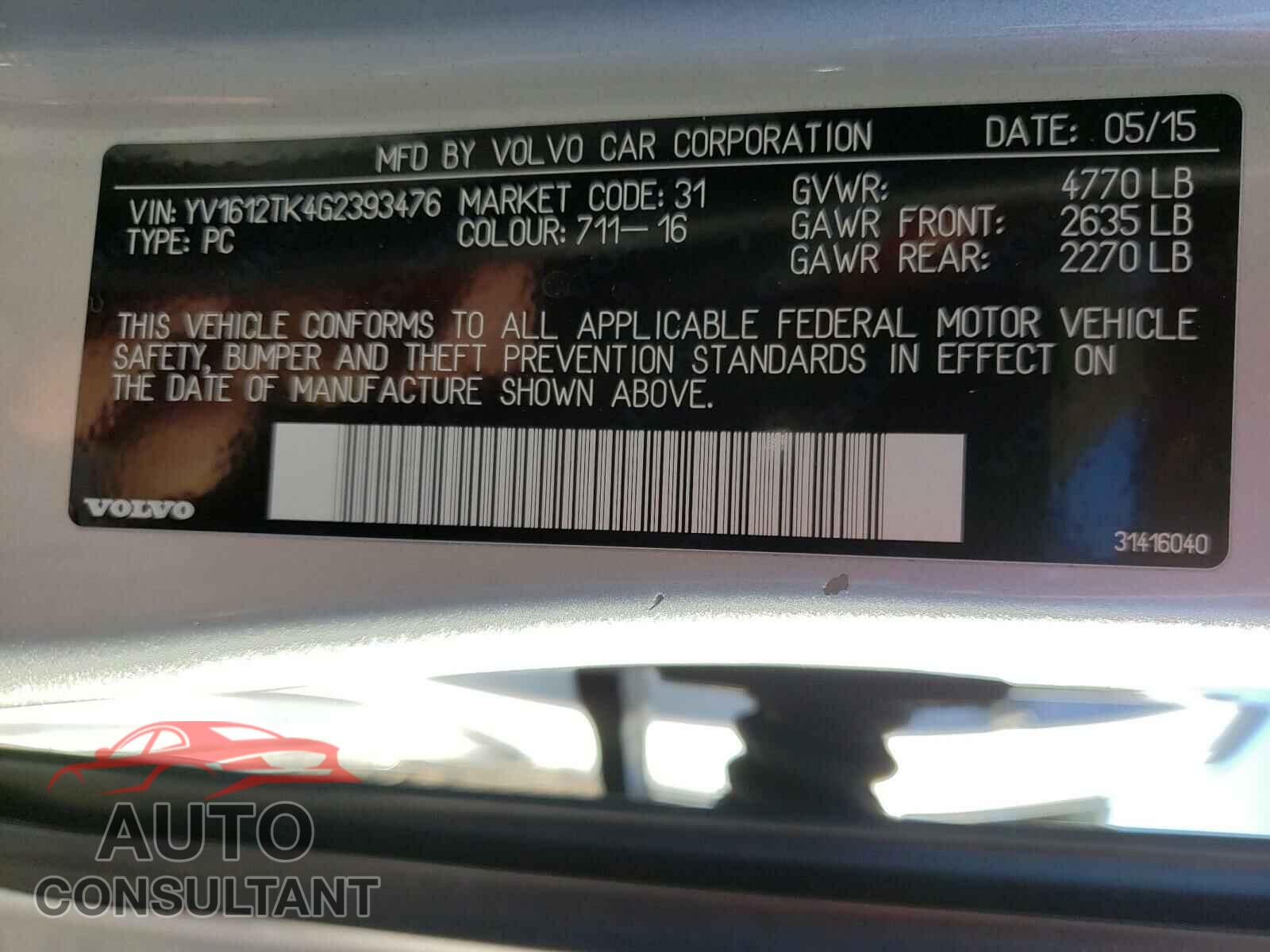 VOLVO S60 2016 - YV1612TK4G2393476