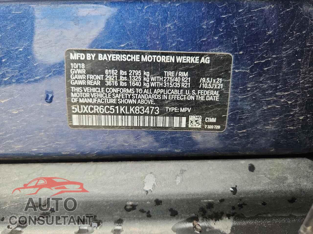 BMW X5 2019 - 5UXCR6C51KLK83473