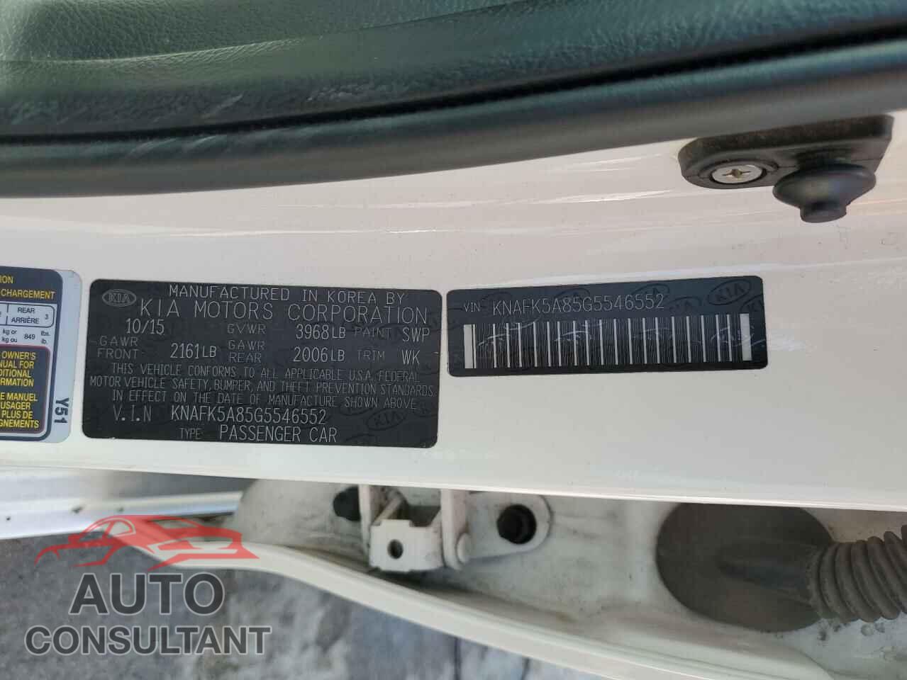 KIA FORTE 2016 - KNAFK5A85G5546552