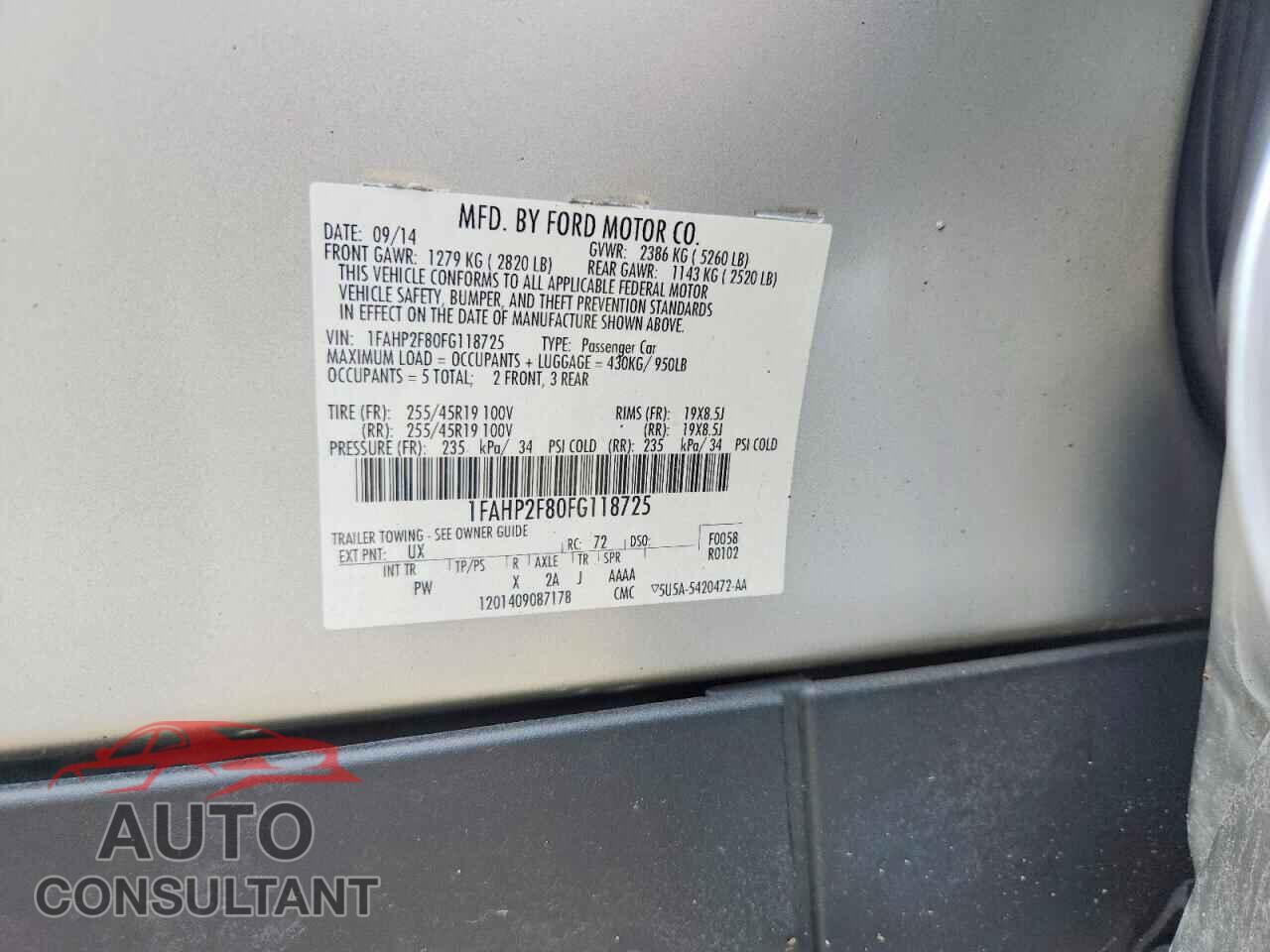 FORD TAURUS 2015 - 1FAHP2F80FG118725