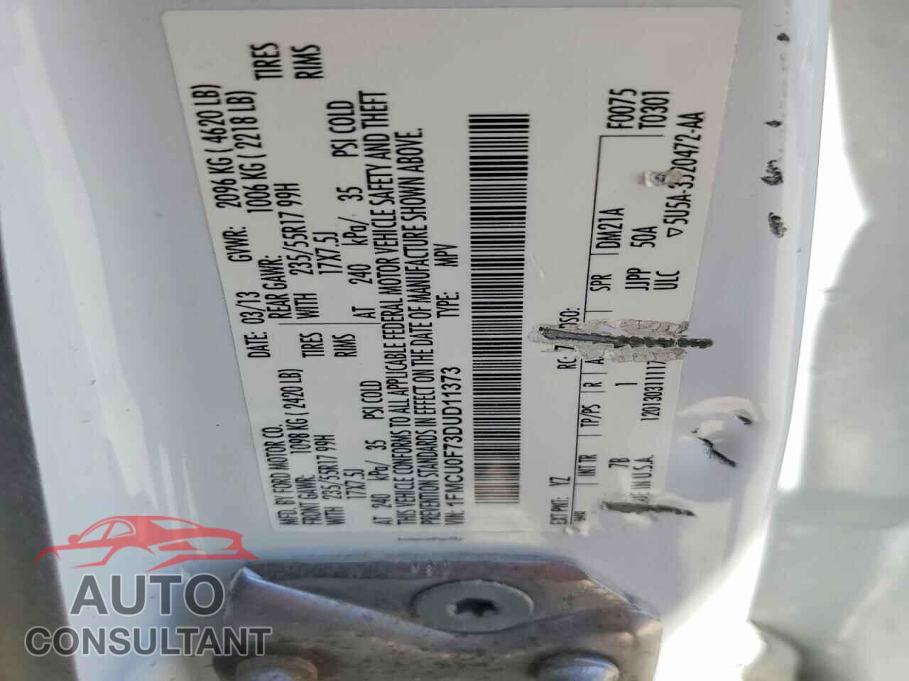 FORD ESCAPE 2013 - 1FMCU0F73DUD11373