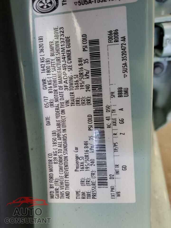 FORD FIESTA 2017 - 3FADP4BJ4HM137323