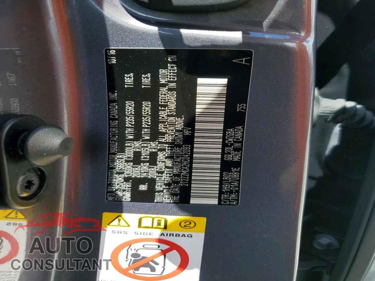 LEXUS RX350 2017 - 2T2ZZMCA2HC042093