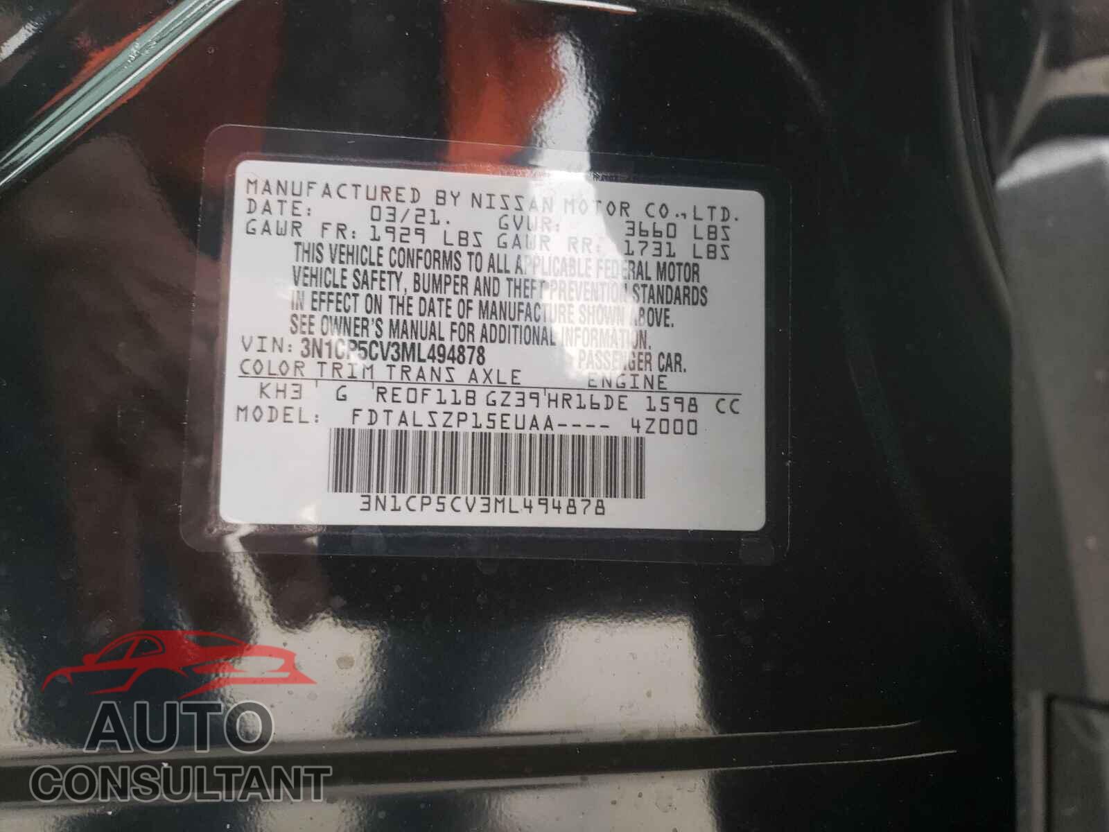 NISSAN KICKS 2021 - 3N1CP5CV3ML494878