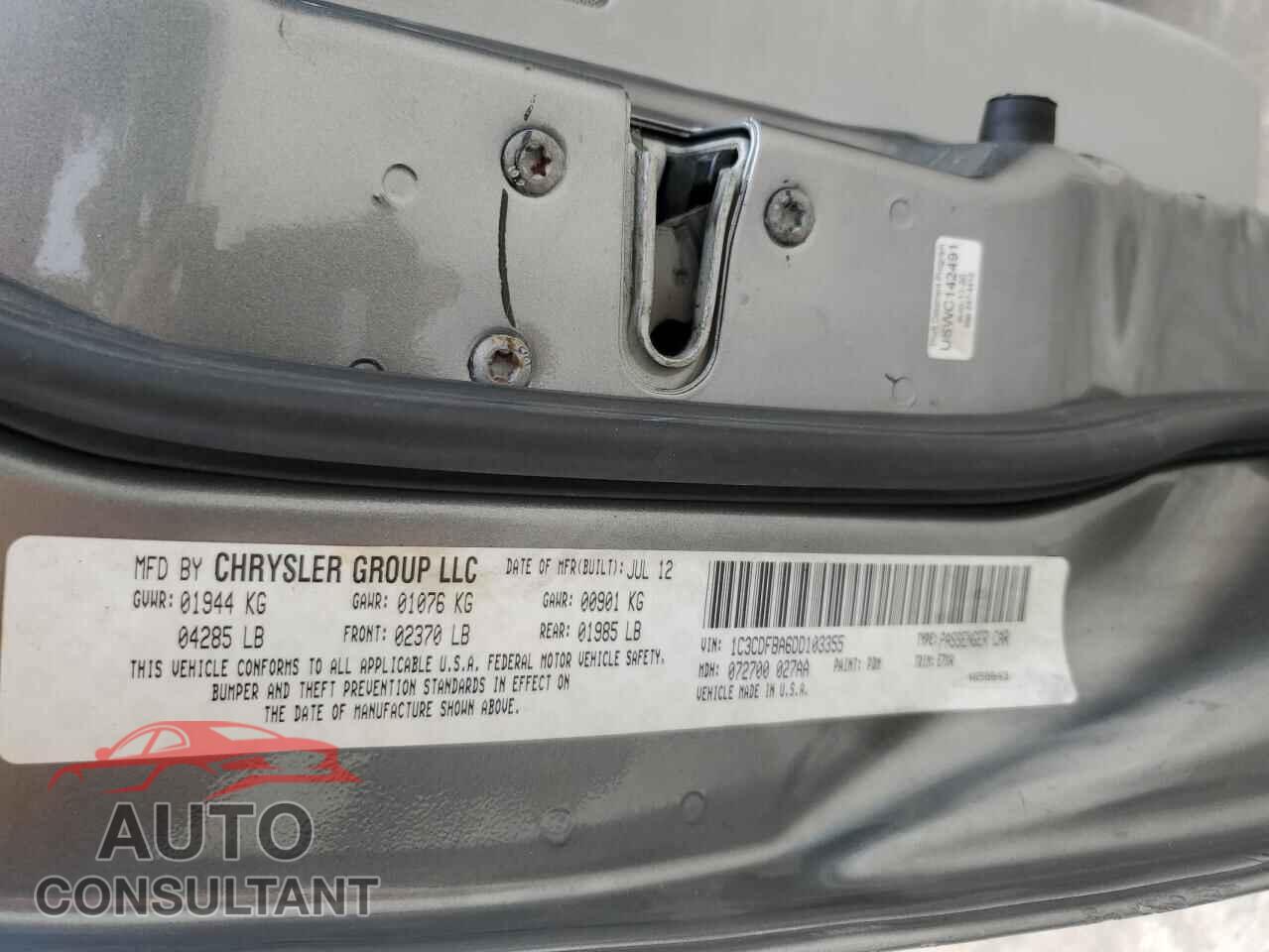 DODGE DART 2013 - 1C3CDFBA6DD103355