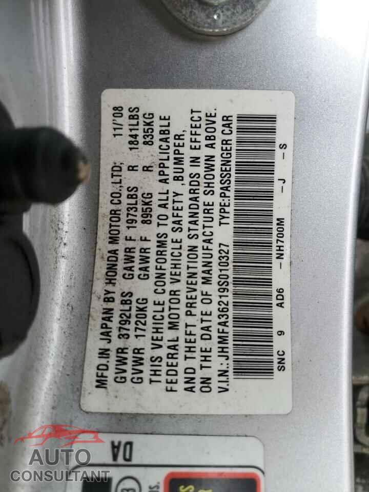 HONDA CIVIC 2009 - JHMFA36219S010327