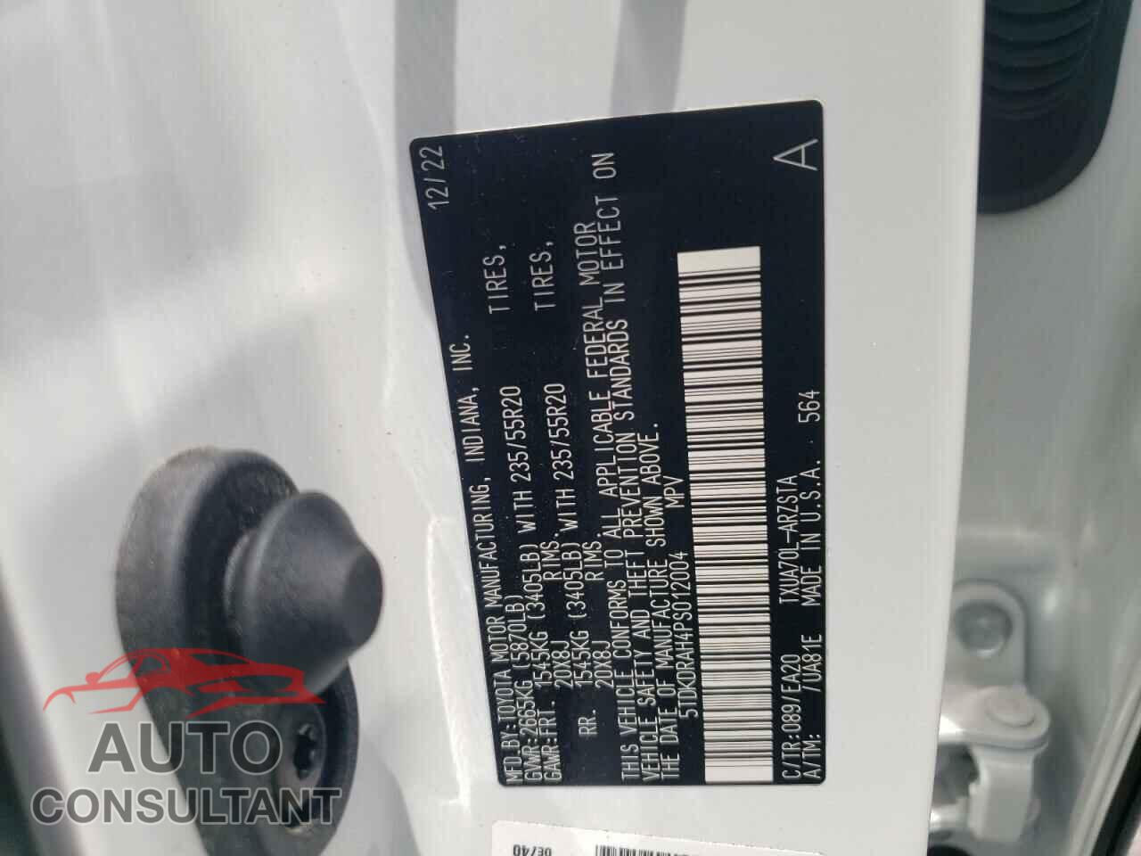 TOYOTA HIGHLANDER 2023 - 5TDKDRAH4PS012004