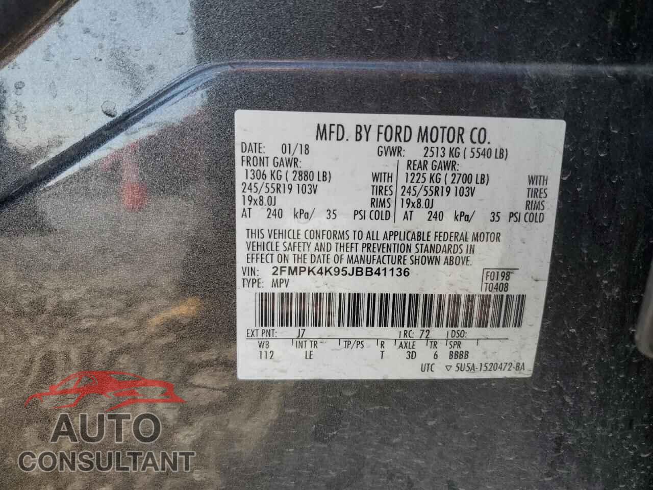 FORD EDGE 2018 - 2FMPK4K95JBB41136