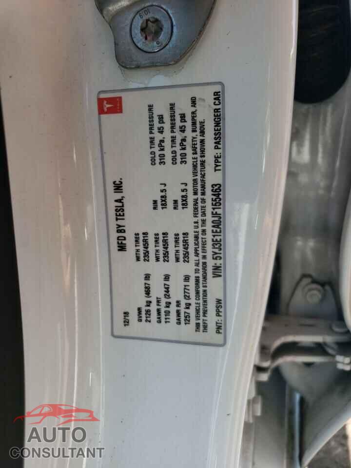 TESLA MODEL 3 2018 - 5YJ3E1EA0JF155463