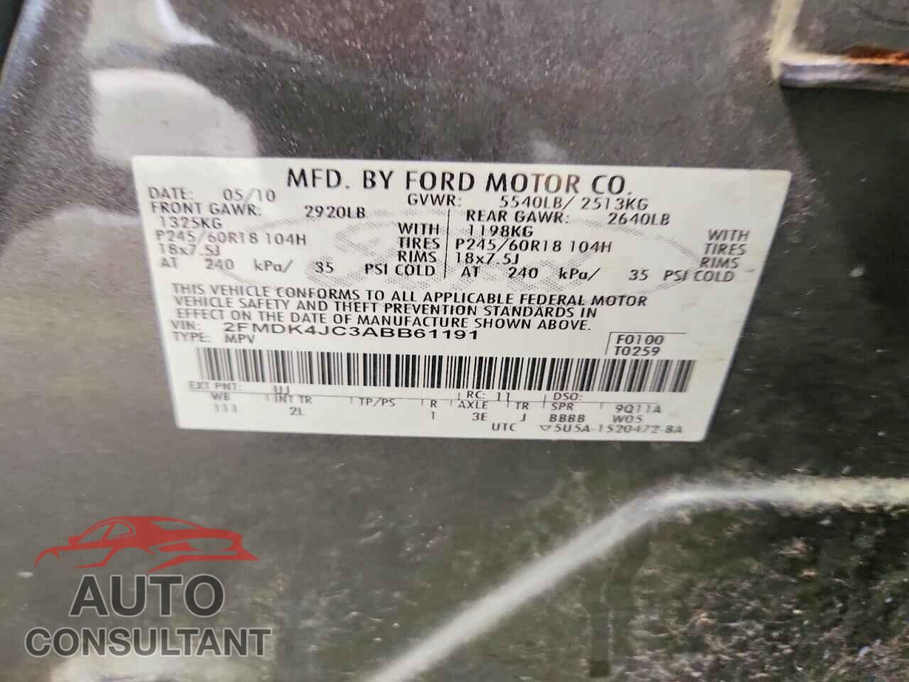 FORD EDGE 2010 - 2FMDK4JC3ABB61191