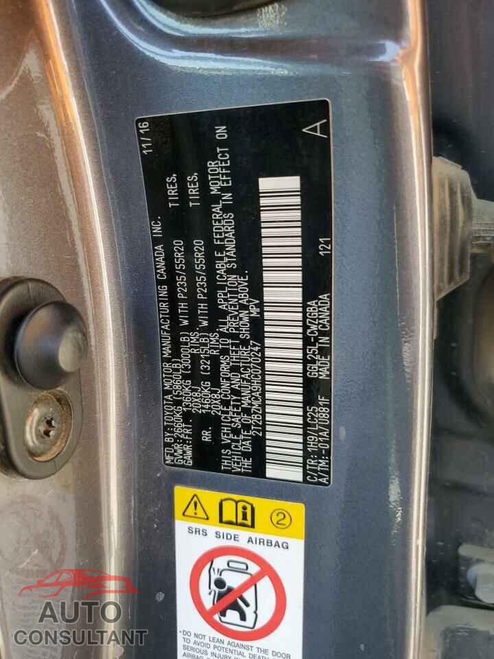 LEXUS RX350 2017 - 2T2BZMCA9HC070247