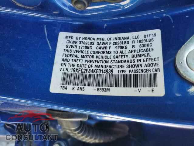 HONDA CIVIC 2019 - 19XFC2F84KE014939
