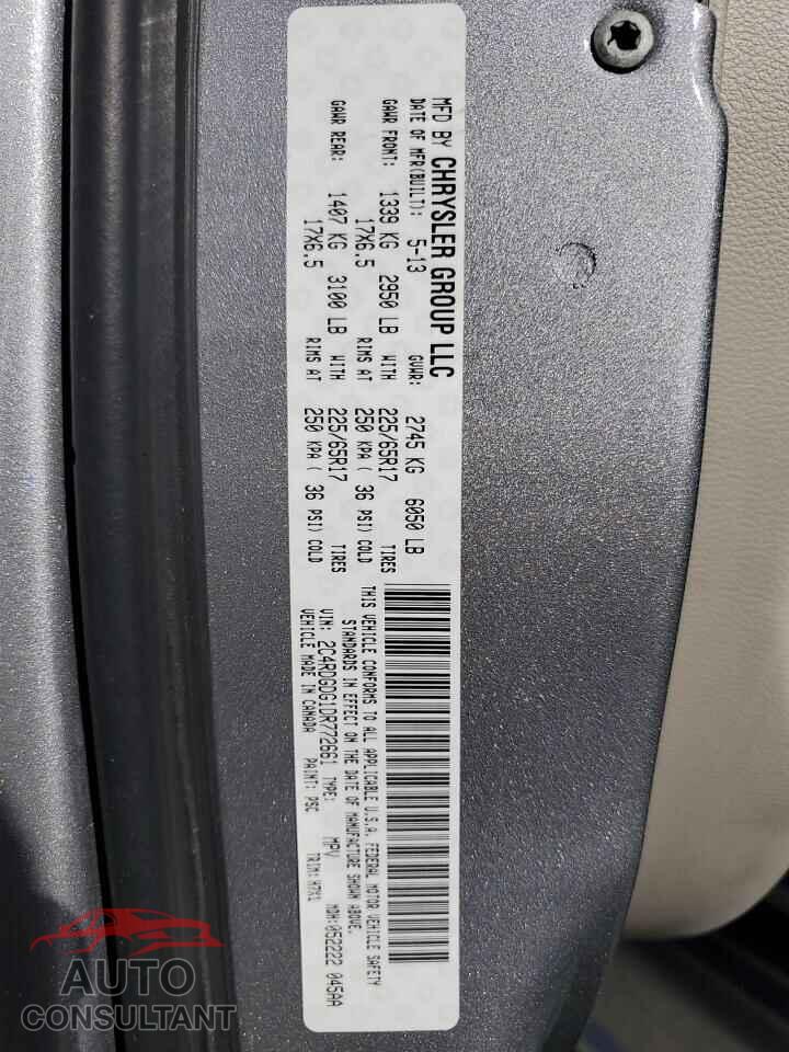 DODGE CARAVAN 2013 - 2C4RDGDG1DR772661