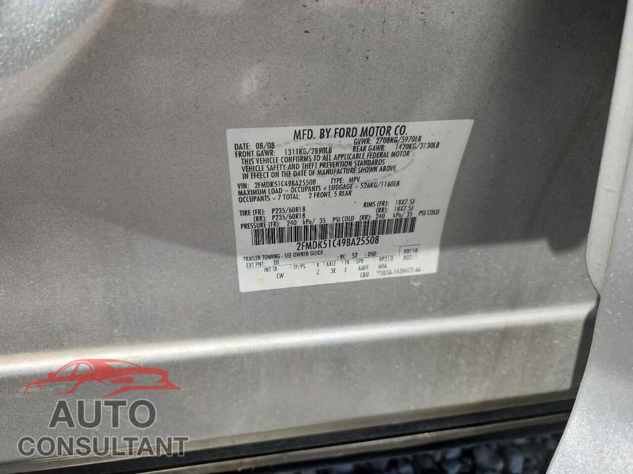 FORD FLEX 2009 - 2FMDK51C49BA25508