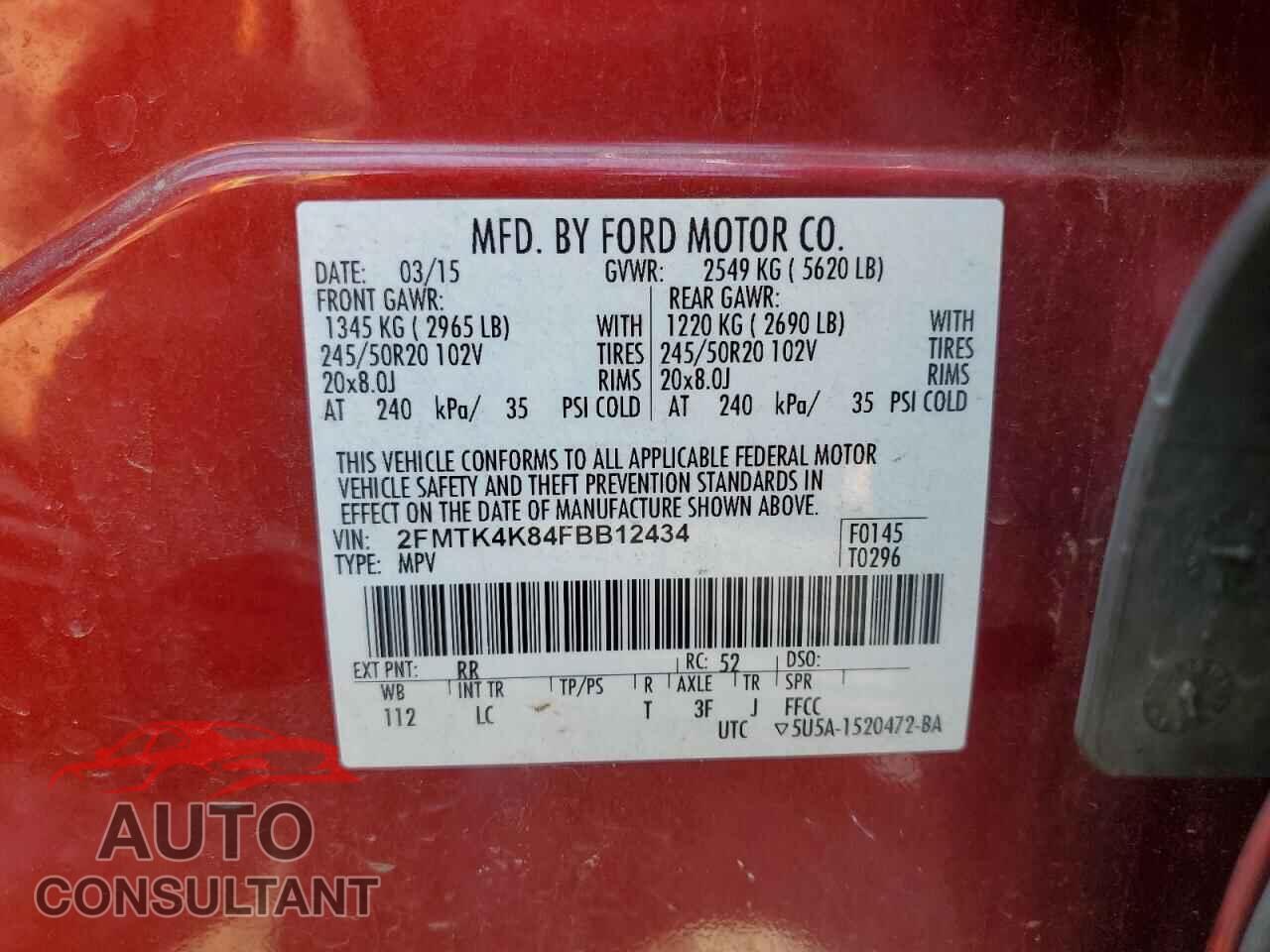 FORD EDGE 2015 - 2FMTK4K84FBB12434