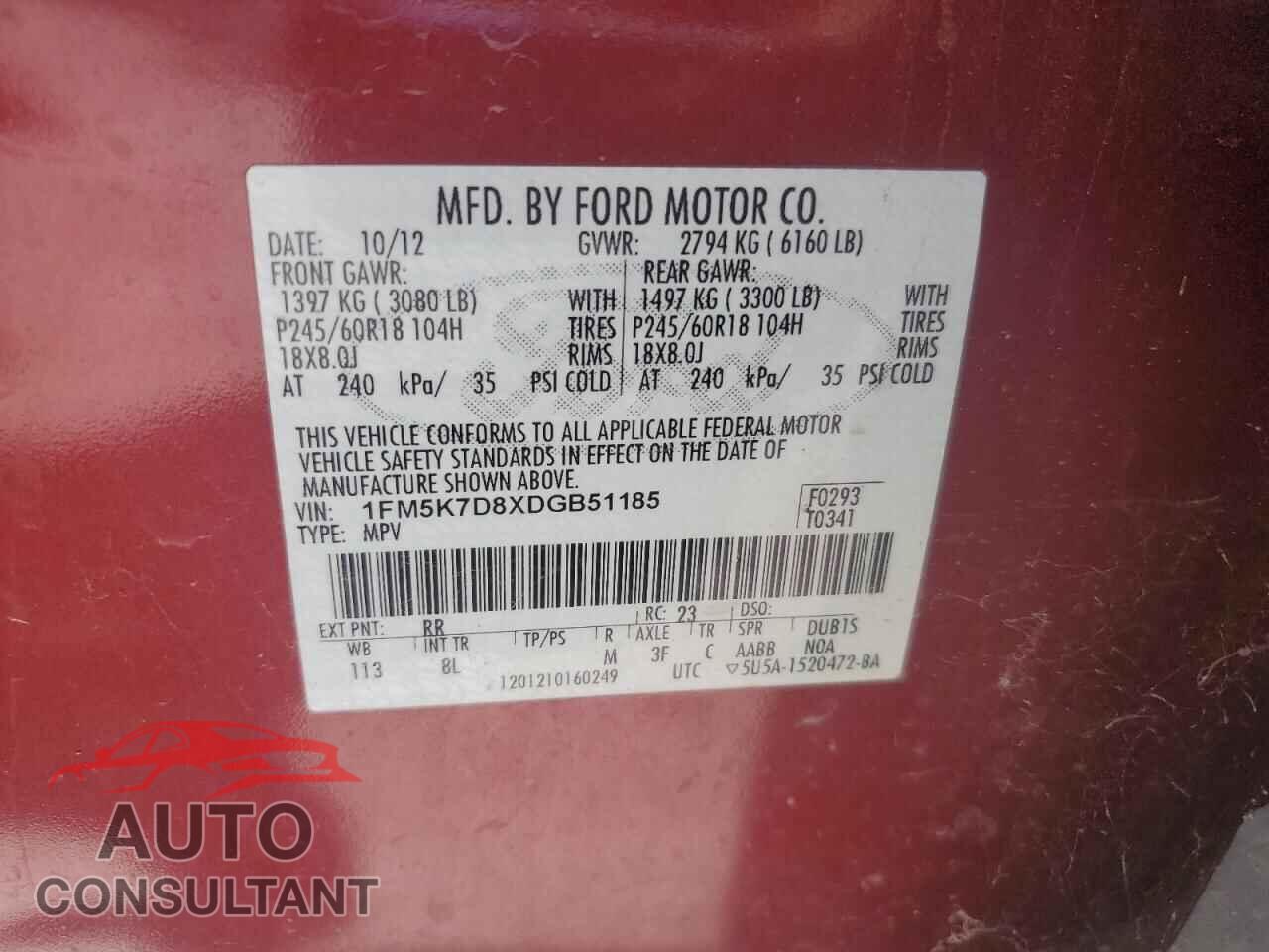 FORD EXPLORER 2013 - 1FM5K7D8XDGB51185